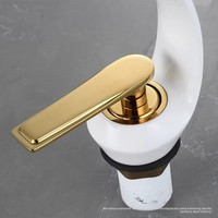 Robinet de lavabo monocommande en céramique blanc haut de gamme, design créatif et minimaliste, pour eau froide et chaude