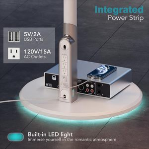 Soporte Móvil para <span class=keywords><strong>TV</strong></span> con Ruedas y Enchufe, para Monitores <span class=keywords><strong>OLED</strong></span>/LED de 27-65 Pulgadas, Ajuste de Altura de 6 Niveles, Iluminación Ambiental - Product Image 5