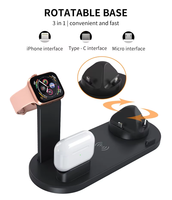 Pengisi Daya Nirkabel Multifungsi 6-in-1 Berkualitas Tinggi Terlaris 15W untuk Semua Perangkat Pintar Pengisi Daya Nirkabel Jam Tangan Trending OEM