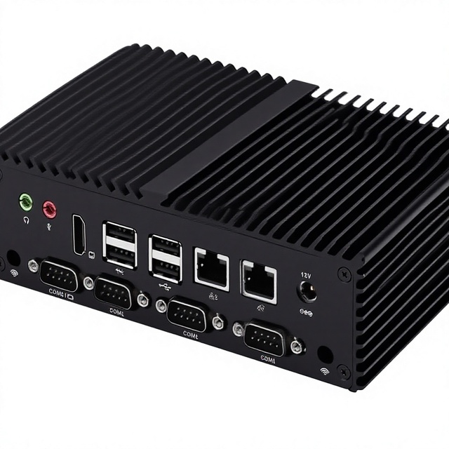 Industrial Fanless Mini PC Intel N97 Barebone 6 Serial Ports Embedded Computer Dual LAN Dual HD Business 4-Core (No RAM/SSD)