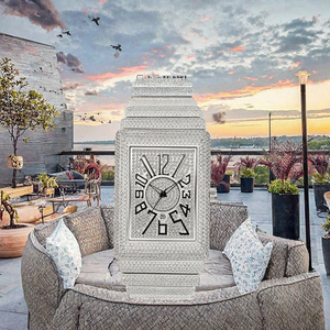 Iced Out Quartz <b>Watch</b> Bling Wristwatch <b>Square</b> Dial Stainless Steel Band Fashion Business <b>Men</b> Women - Product Image 2