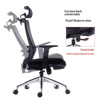 Chaise de bureau de direction ergonomique en tissu mesh noir avec accoudoirs, fonction de levage, rotation pivotante, design minimaliste