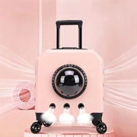 Sac à dos et chariot de transport portable en plastique pour animaux de compagnie avec fermeture éclair pour chats - Conception capsule respirante