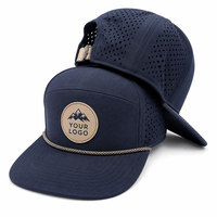 Casquette de camionneur d'extérieur personnalisée, perforée au laser, couleur unie, avec logo OEM brodé, respirante, à fermeture snapback, vente en gros, chapeau de sport