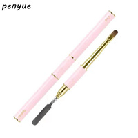 2025 nouveauté brosse à ongles à double usage bonne poignée en métal avec doublure sertie en forme de cheveux ovale plat pour vernis à ongles Gel acrylique