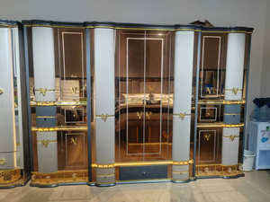 2025 luxe Super king Size miroir tête de lit élégant chambre meubles ensemble classique luxe en bois maison chambre meubles - Product Image 5