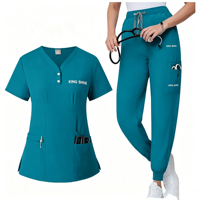 Ensemble de tenues médicales à col en V en polyester tissé, uniforme d'infirmière, vêtements de travail hospitaliers, tenue unisexe pour clinique dentaire et salon, survêtement pour femme