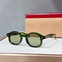 Lunettes de soleil de luxe rondes vintage pour hommes et femmes, monture en acétate noir, fabriquées à la main, protection UV400, pour la conduite quotidienne