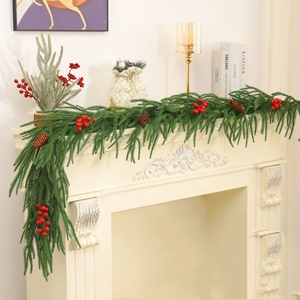 <span class=keywords><strong>Guirlande</strong></span> de <span class=keywords><strong>guirlande</strong></span> de faux pin réaliste de noël 6ft /9ft pour la décoration de la maison de noël escalier intérieur garde-corps cheminée à l'extérieur - Product Image 2