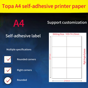 Format A4 mat 4 pièces de papier autocollant à angle droit 45 feuilles d'étiquettes d'<span class=keywords><strong>adresse</strong></span> d'expédition de code-barres auto-adhésives pour imprimante à jet d'encre - Product Image 6