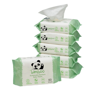 Lingettes pour bébé biodégradables 100% fibres organiques antibactériennes les plus vendues, lingettes pour bébé hydratantes à 99,9% - Product Image 1