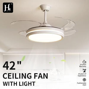 42 Inch <b>Smart</b> Invisible Blade Modern Retractable <b>Ceiling</b> <b>Fans</b> With Led Lights and Remote - Product Image 6