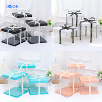 Boîtes à gâteaux transparentes carrées de 30x30 cm, boîte à gâteaux transparente de 10 pouces avec couvercles pour anniversaires, événements spéciaux et autres occasions