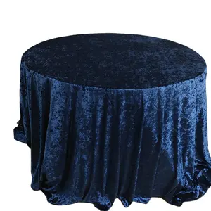 Round Table Cloth Linens Crushed velvet Velvet for wedding wholesale gold and Black navy