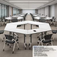 Meubles de bureau, table de réunion, table de formation avec roulettes, chaise de formation réglable, bureau trapézoïdal pour étudiants