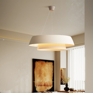 Lustre de salon rond à LED, suspension E27, commande par interrupteur, style Wabi Sabi, éclairage design pour la maison - Product Image 1