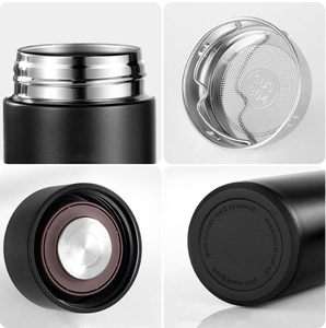 Bouteille isotherme en acier inoxydable à double paroi de 500 ml avec affichage LED noir de la température et gobelet à vide. - Product Image 6