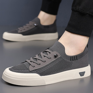 <b>Men</b> Summer Breathable Mesh Slip-On Sneakers Round Toe Casual Sport <b>Shoes</b> <b>Lightweight</b> EVA Sole Rubber Outsole Solid Color - Product Image 2