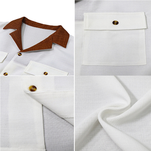 Completo Modern Fit 2 Pezzi in <span class=keywords><strong>Lino</strong></span> 100% Poliestere con <span class=keywords><strong>Camicia</strong></span> <span class=keywords><strong>e</strong></span> <span class=keywords><strong>Pantaloni</strong></span> con Colletto a Contrasto - Outfit Estivo Casual da <span class=keywords><strong>Uomo</strong></span> - Product Image 6