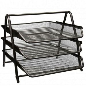 Black Office Home School 3 Tier Document <b>Tray</b> Metal Paper Document Holder Organizer Desk Desk Letter <b>Tray</b> - Product Image 2