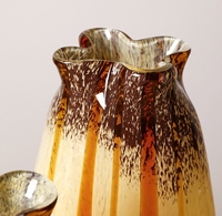 Ensemble de vases en verre ambré rayé soufflé à la main RYLAVA, style Murano, assiette et bol décoratifs en verre, ornement de table pour la maison