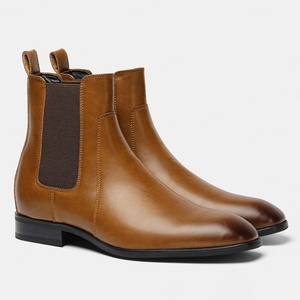 Botas de Tobillo Impermeables para Hombre, Diseño de Punta Cuadrada, Versátiles, Casuales de Negocios, con Cierre de Cordones, que Aumentan la Altura - Product Image 1