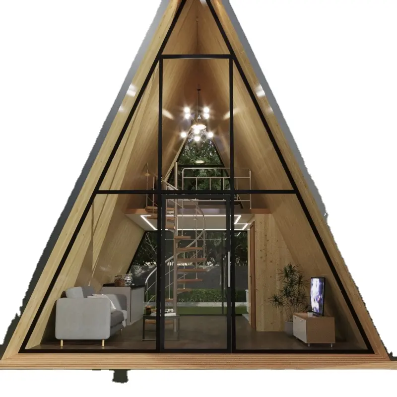 Vendita calda A-frame triangolo casa prefabbricata resort vacanza bella casa in legno