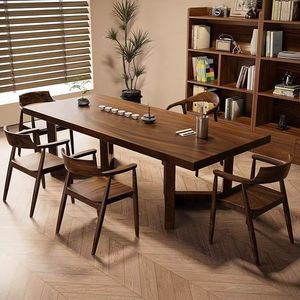 Ensemble de table et chaises de salle à manger polyvalent en bois massif de noyer sud-américain, 6 pièces, meubles durables pour la salle à manger, pour tous les âges - Product Image 1