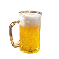 Bougie parfumée en forme de chopes à bière, avec dessus en mousse, en cire de soja, en verre, pour décorations de bar, fêtes, cadeaux, vente en gros et en vrac