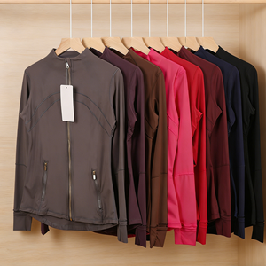 ชุดโยคะผู้หญิง ซิปสีทอง เสื้อแจ็คเก็ตออกกำลังกายแห้งเร็ว ระบายอากาศดี สำหรับวิ่ง พร้อมโลโก้ ขายส่ง บรา กางเกงขายาว เสื้อแจ็คเก็ต เสื้อคลุม ชุดออกกำลังกาย - Product Image 1