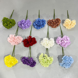 Bouquet d'hortensias à 5 têtes en soie, décoration florale pour la maison et les mariages, approvisionnement transfrontalier - Product Image 2