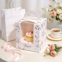 Boîte à gâteau carrée écologique 10x10x5 pouces avec fenêtre transparente – Boîte à pâtisserie auto-élevante en papier blanc biodégradable avec gaufrage pour donuts