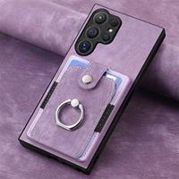Étui de protection intégral pour téléphone avec support anneau et porte-cartes pour Samsung S26 Ultra S25 FE A56 M56 en cuir PU gaufré