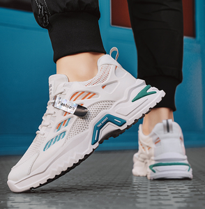 Chaussures de sport respirantes en maille pour hommes, avec doublure en PU, pour adolescents, polyvalentes, blanches, à semelle épaisse, augmentant la taille, chaussures décontractées - Product Image 6