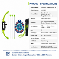 Ensemble d'arc et de flèches lumineux LED, kit de tir à l'arc avec flèches à ventouse, cible, carquois détachable, jeu de tir pour enfants, cadeau