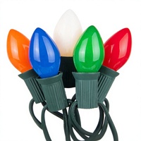 Guirlande lumineuse de Noël extérieure IP44, 110-120V, 25 pieds, 25 ampoules C7 en céramique multicolores, culot E12, IRC 90, garantie 2 ans