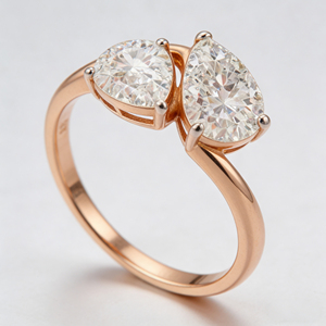 Anillo de compromiso y fiesta de moda con diseño de racimo, chapado en oro de 14K, con circonita cultivada en laboratorio CVD IGI VVS-VS, corte pera, personalizado. - Product Image 2