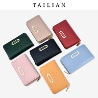 Portefeuille court de style coréen pour femmes Tailian fermeture à glissière à fente multi-cartes en PU avec doublure en polyester porte-monnaie moyen transfrontalier