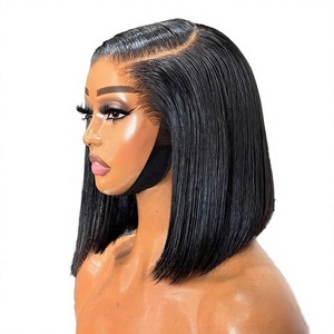 Short <b>Bob</b> <b>Wig</b> Straight Remy Hair Brazilian 13x4 for <b>Wig</b> 180% Density 4x4 Lace Closure Natural Black <b>Wig</b> - Product Image 2