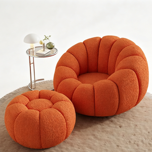 Sillón Individual de Terciopelo en Forma de Pétalo con Reposapiés - Product Image 3