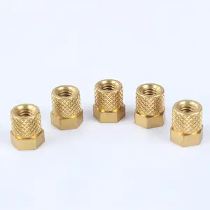 Wholesale Price Hex Head Cross Knurled Brass Nuts Customized Inserts Threaded Nuts Bolts