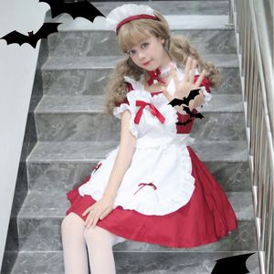 Maid Costume Wine Red Lolita Anime Style Cosplay Outfit For Game Role Playing - Product Image 1
