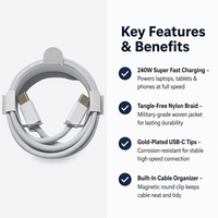 Kabel Data Pengisi Daya Cepat 60W Asli PD Teranyam 3ft 6ft Grosir untuk Ponsel 15 16 17 Usb C ke Usb C