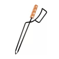 Pince à charbon extra-longue à manche solide, résistante à la chaleur, pour barbecue de camping, accessoire pour foyer extérieur