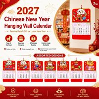 Calendrier mural du Nouvel An lunaire chinois 2027 avec motif de chèvre de dessin animé, vente en gros avec votre propre logo