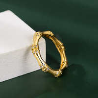 Bague en bambou plaqué cuivre 18 carats, bague en or scintillante avec zircon, bijoux pour femmes, vente en gros
