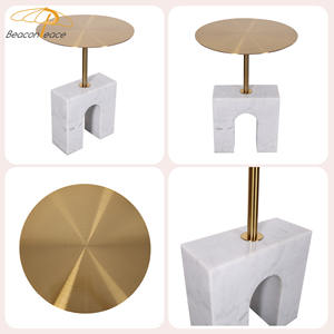 طاولة قهوة رخامية عصرية بتصميم فريد، طاولة شاي صغيرة مستديرة للمقاهي والبيسترو، مناسبة لغرف المعيشة وغرف النوم والمطاعم - Product Image 2