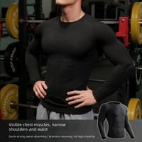 T-shirt de compression sans coutures à manches longues, séchage rapide, respirant, extensible dans les 4 sens, pour la gym, la course, l'entraînement, sous-vêtement technique pour homme, soutien musculaire