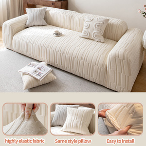 Cream Colored <b>Sofa</b> <b>Cover</b> All Season Non Slip Geometric Pattern Protective Fabric <b>For</b> General <b>Sofa</b> With Anti Pet Scratch Feature - Product Image 5