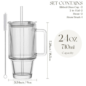 Gobelets en verre borosilicate de 24 oz pour bière, portables, pour café glacé, étanches, sans BPA, compatibles lave-vaisselle, vente en gros - Product Image 2